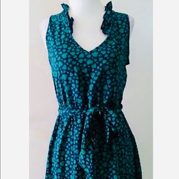 Green Heart Ruffle Collar Spring Dress - Picture 2 of 6